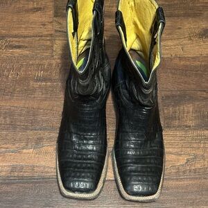 Cavender’s Black Genuine Caiman Cowboy Boots 12D Mens